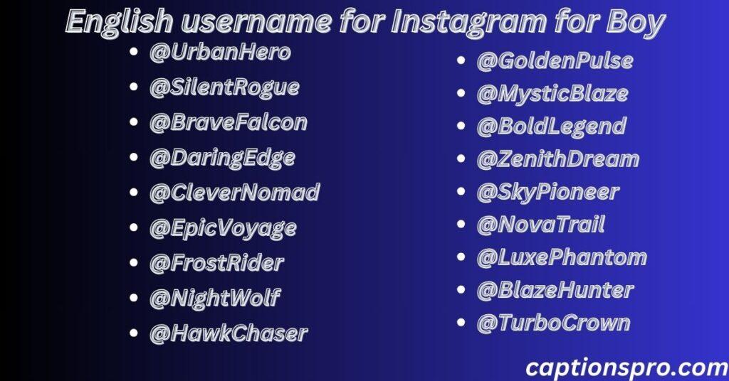 English username for Instagram for Boy