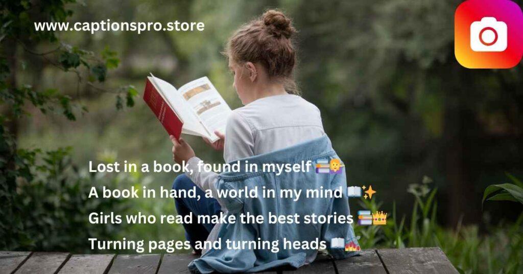 Girl reading book captions for Instagram