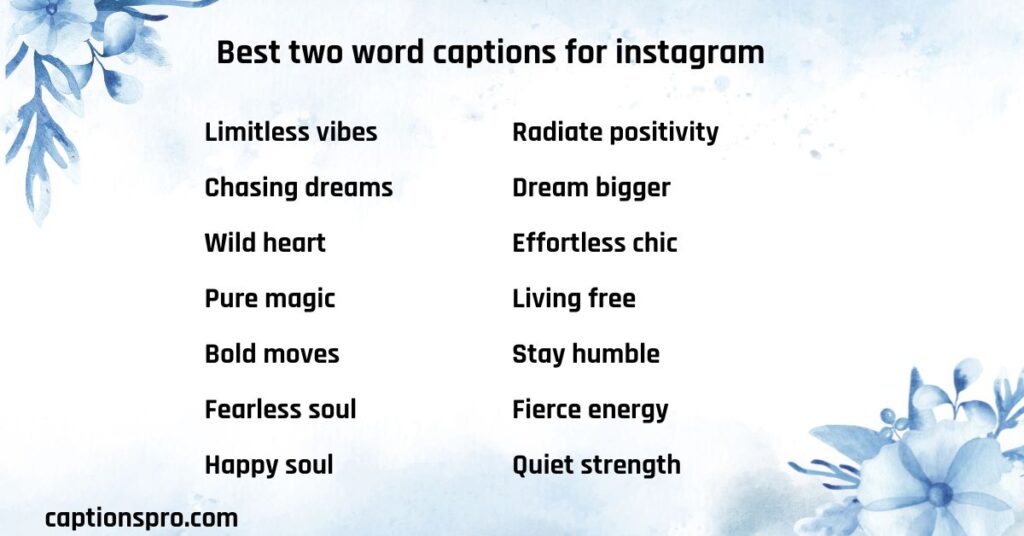 Best two word captions for instagram