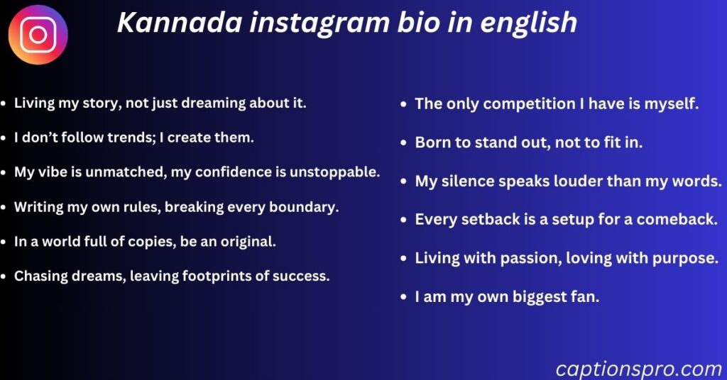 Kannada instagram bio in english
