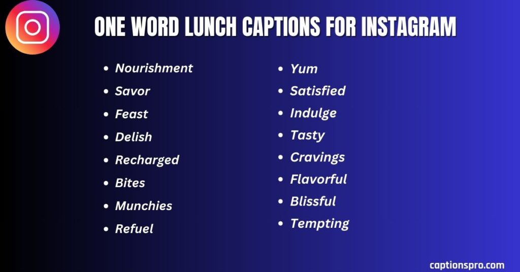 One Word Lunch Captions for Instagram