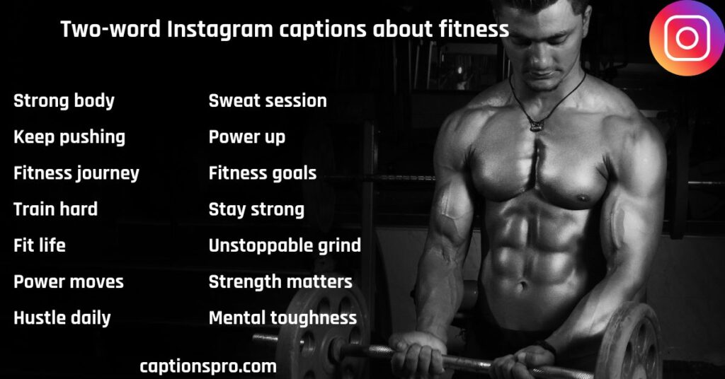 Two-word Instagram captions about fitness
