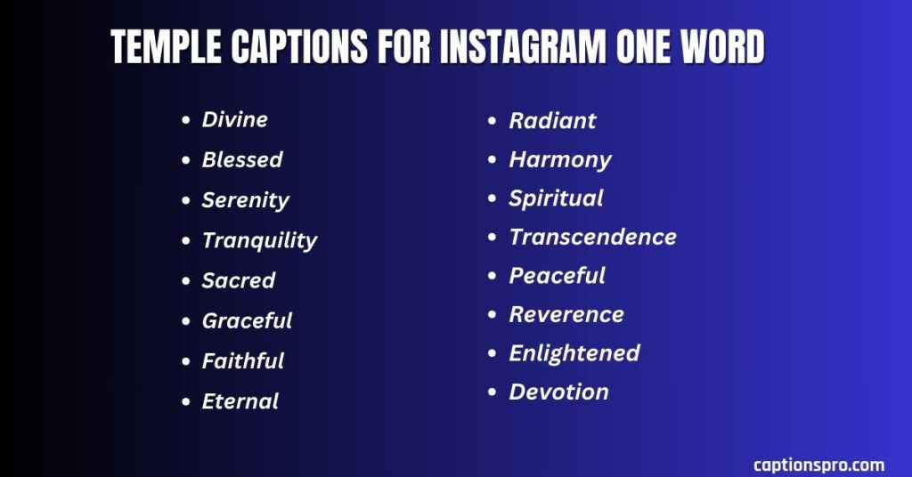 temple captions for instagram one word