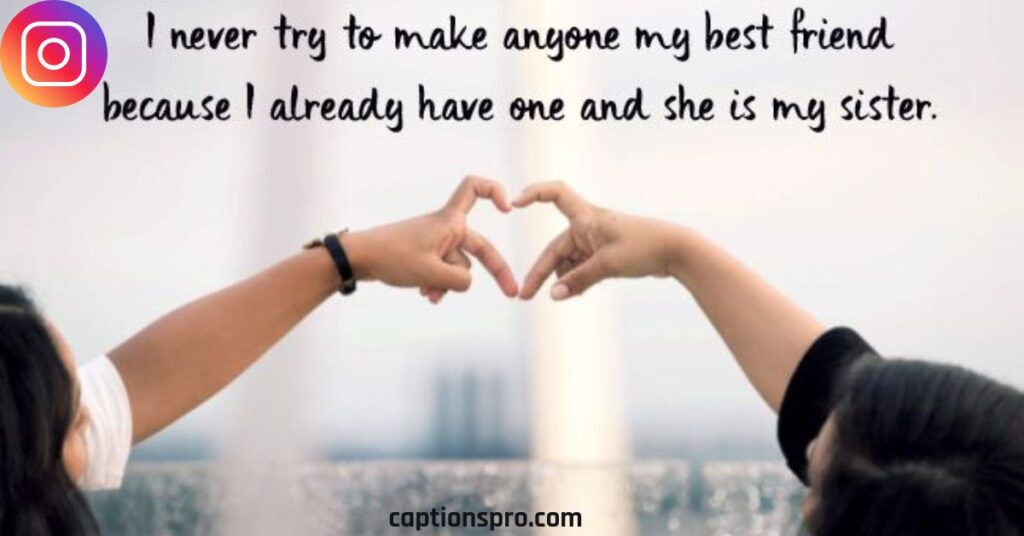 two word captions for sister